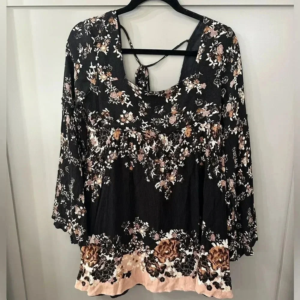 Free People Dress Modern Chinoiserie Bell Sleeve Size Small - Picture 2 of 8